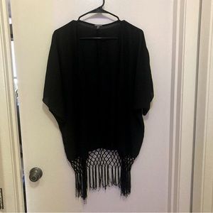 Black fringe kimono
